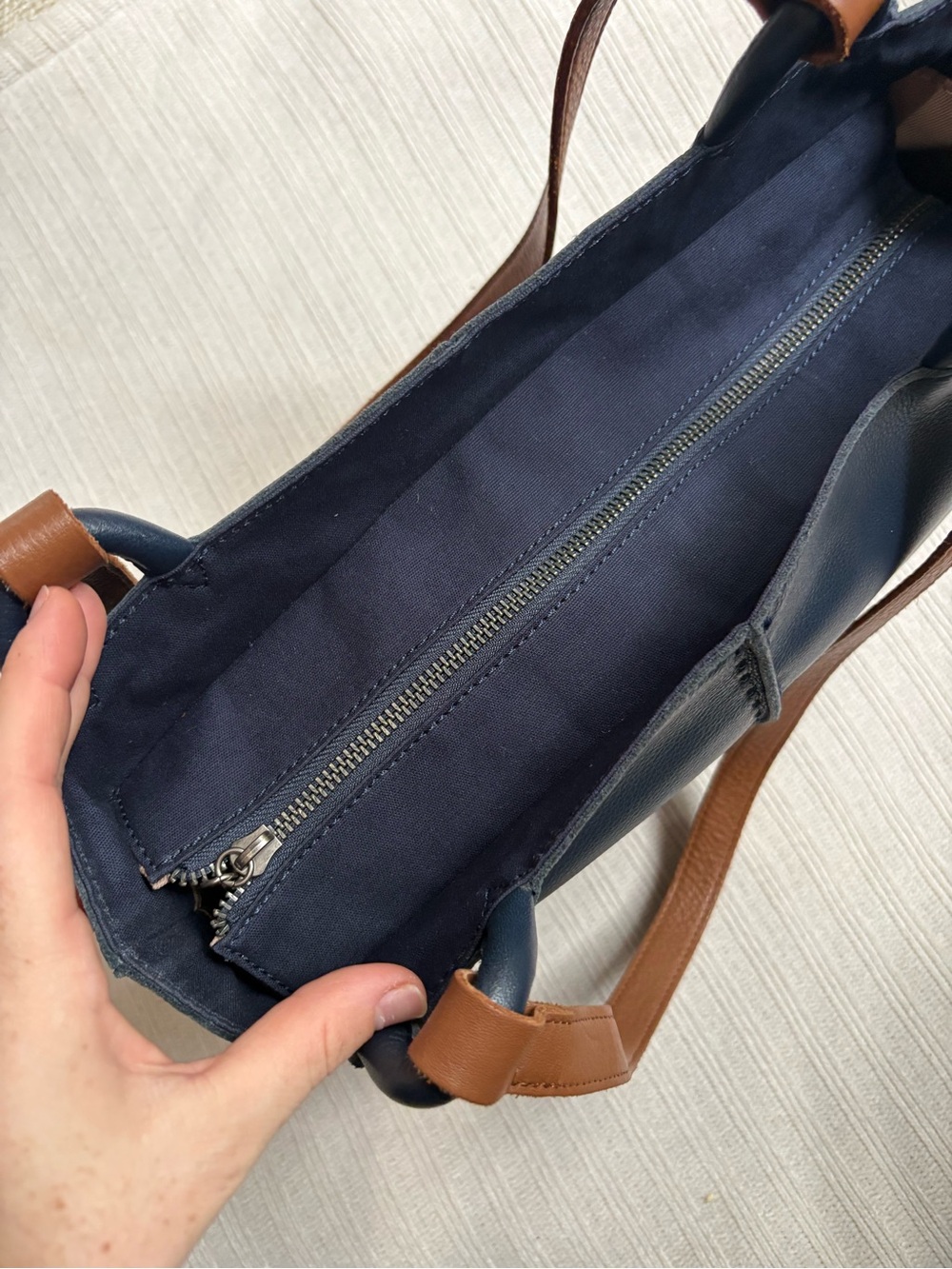 The Sak Indigo Satchel Tote Bag with Brown Handles - Picture 13 of 14